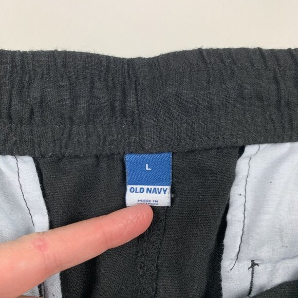 Old Navy Black Linen Blend High Rise Pull On Ankle Pant L - Picture 5 of 8